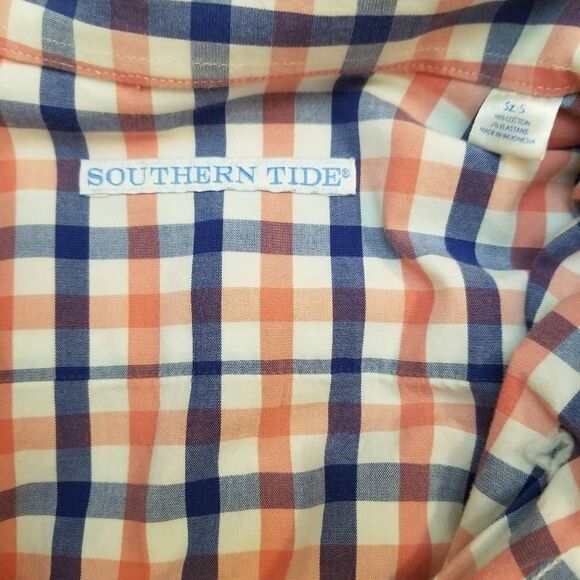 Southern Tide Pink Blue Plaid Button Down Small - Picture 2 of 9